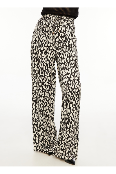 Fabrika Lastikli Bel Basic Siyah - Beyaz Kadın Pantolon F3WL-PNT5