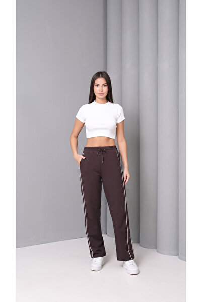 Ergün Γυναικείο παντελόνι με φαρδιά εφαρμογή ριγέ Premium βαμβακερό παντελόνι με 2 κλωστές