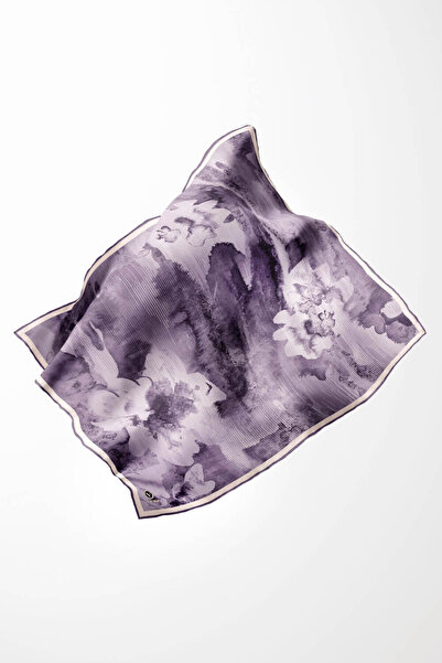 VİOLLA Twill Batik Desenli Lila Renkli 90x90 Eşarp (İpek İçermez) Dikim Şekli : El Dikişi
