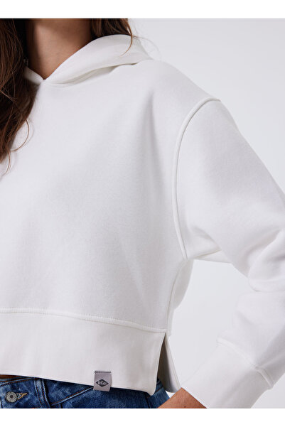 Lee Cooper Hooded Collar White Women's Sweatshirt 241 Lcf 241002 Fiona White