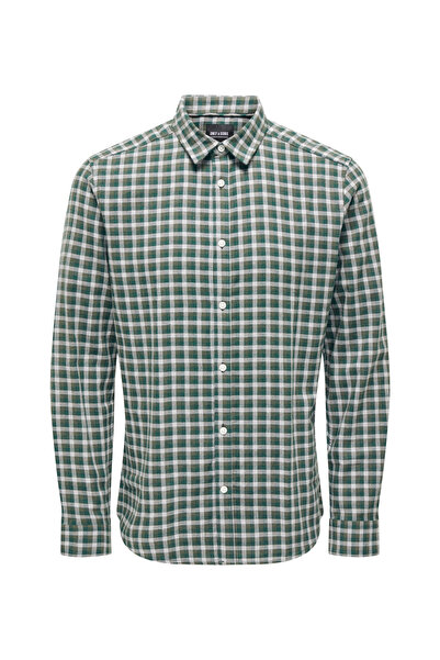 Only & Sons Dar Yeşil Kareli Erkek Gömlek 22025608_ONSBEN LIFE SLIM FLANNEL C