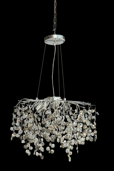 Led 50 CM KRİSTAL AĞAÇ LÜX SALON AVİZE KROM İTHAL KASA E14