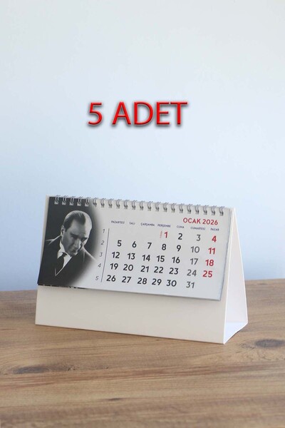 Mapi 5 ADET 2026 Atatürk Masa Takvimi - 15 Yapraklı Piramit Takvim (14X20 CM)
