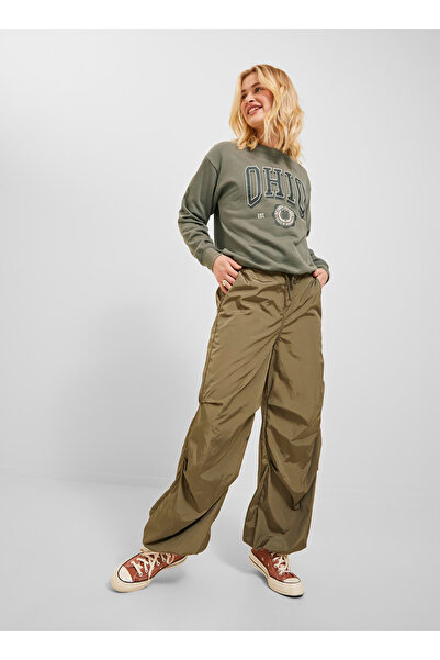 Jack & Jones JJXX велосипедна яка с принт в тъмнозелено дамска блуза JXOHIO RLX LS CREW SWT