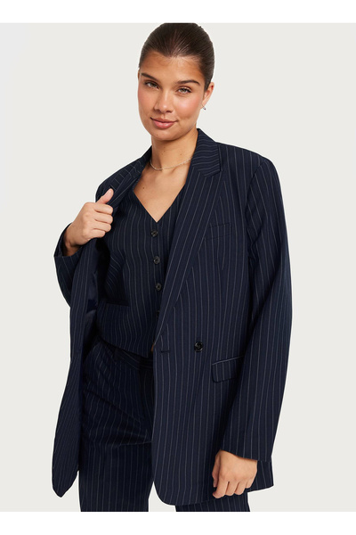 JJXX Normal Bel Bol Kesim Lacivert Kadın Pantolon JXMARY STRIPED BLA