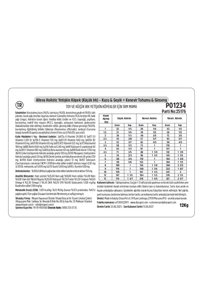 ALLEVA Holistik Kuzu & Geyik Tahılsız Mini Yetişkin Köpek Maması 12 Kg