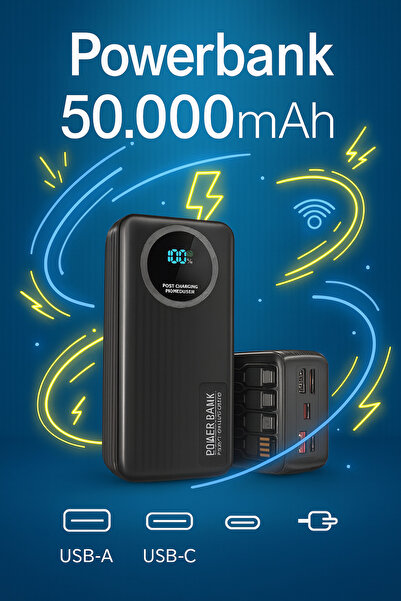 Kensa Powerbank 50.000 Mah Yeni Nesil Kendinden Kablolu