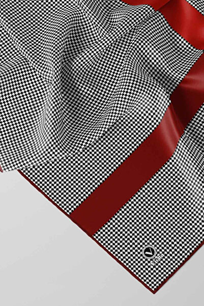VİOLLA Twill Kazayaklı Şerit Desenli Bordo Renkli 90x90 Eşarp (İpek İçermez) ...
