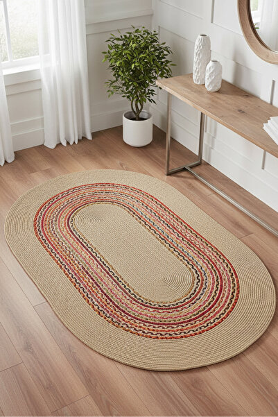 Markaev Nomad 001 Bej El Dokuma Naturel Hasır Örgü Jüt Halı