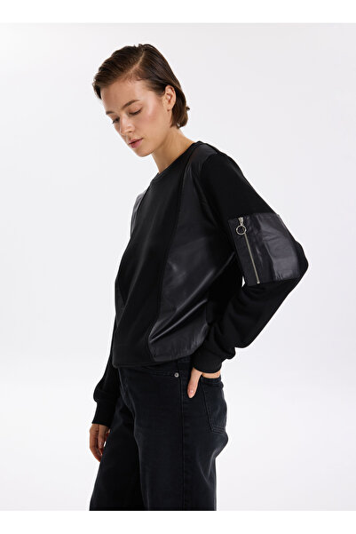 Fabrika Bisiklet Yaka Siyah Kadın Sweatshırt F3WL-SWT3