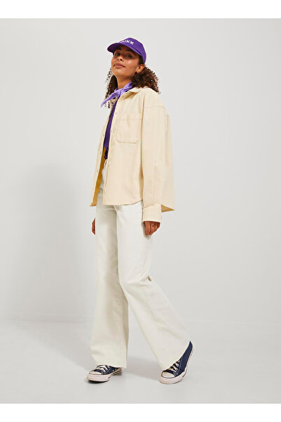 JJXX Yüksek Bel Bol Kesim Kırık Beyaz Kadın Pantolon JXGELLY WIDE CORD HW PANT PNT SN