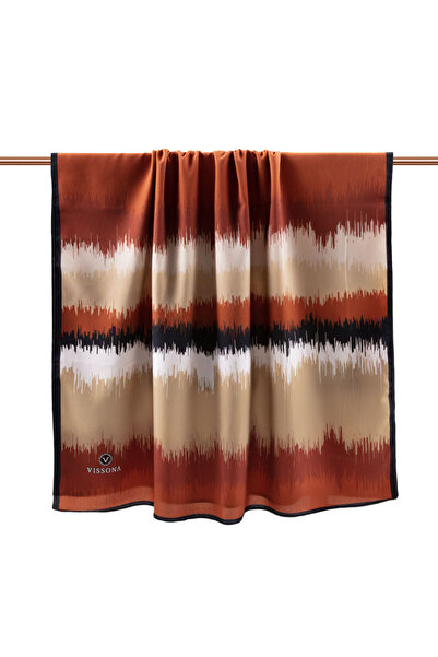 Vissona Luxurious Medina Silk - Frequency Pattern, Tan Color, 75X195 Non-Icing Moss Crepe Sewing Type Italian Stitch