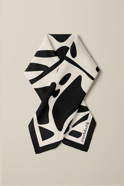 Modabutik Siyah Beyaz Desenli Bandana