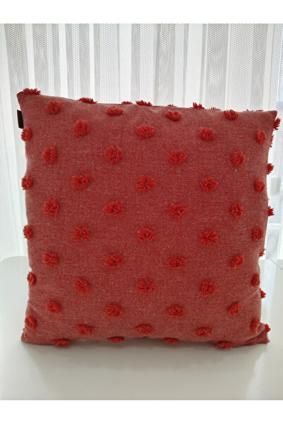 zümal tekstil tasarım Tufting Linen Polka Dot Decorative Throw Pillow Case (Colorpomegranate Flower)