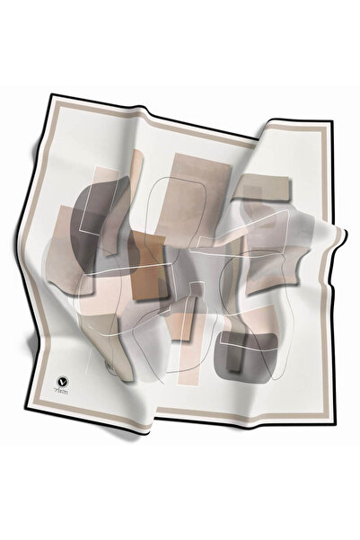 VİOLLA Twill Geometrik Desenli Lila Renkli 90x90 Eşarp (İpek İçermez) Kenar D...