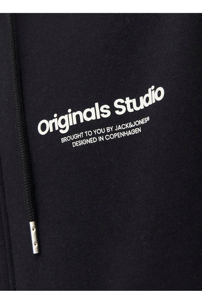 Jack & Jones Kapüşon Yaka Siyah Erkek Sweatshırt 12241691_JORVESTERBRO SWEAT ZIP HOO