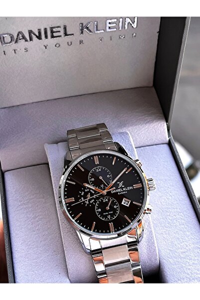 Daniel Klein Steel Cord Black Dial Inner Functions Active 3 Atm Men's Wrist W...