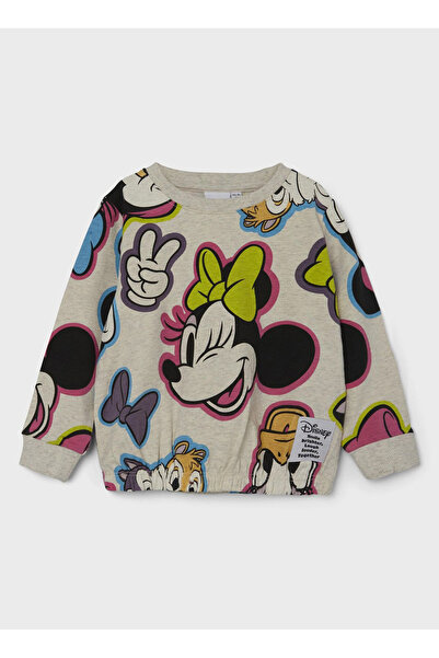 name ıt Krem Kız Çocuk Bisiklet Yaka Uzun Kollu Baskılı Sweatshirt NMFJENNA M...