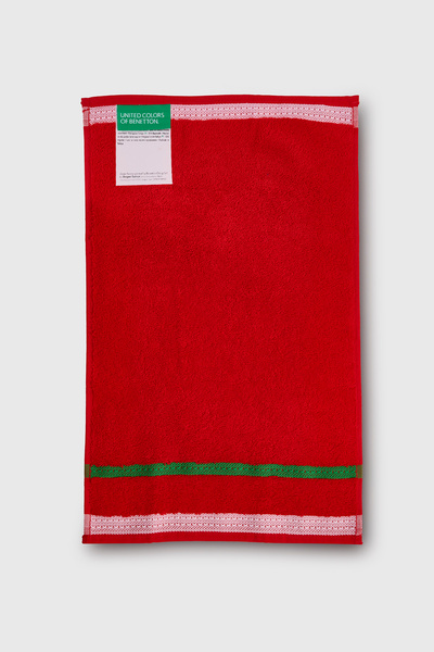 Benetton Home 3 Pieces Bath Towel Hand Face Body Red 100% Cotton 50X90 cm Hand Towel