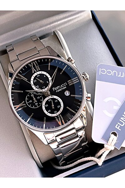 Ferrucci İtaly Model Bileklik Kombinli Full Fonksiyon 30 Mt Suya Dayanıklı Çelik Kordonlu Erkek Kol Saati