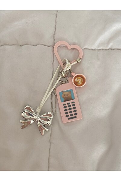 amourina Kalpli Latte & Komik Kedi Telefonu & Büyük Fiyonk Fairycore Coquette...