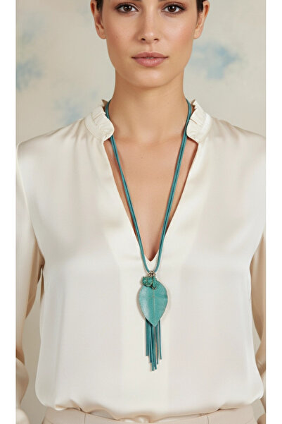 Rednose Turkuaz Deri Oksit Baykuş Kolye 80 CM modern stil gece günlük abiye z...