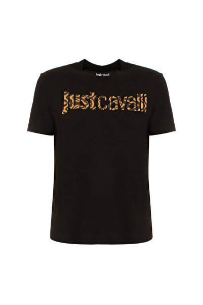 Just Cavalli Bisiklet Yaka Baskılı Beyaz Kadın T-Shirt 74PBHG03