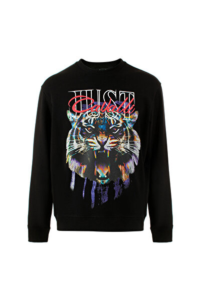 Just Cavalli Bisiklet Yaka Siyah Erkek Sweatshırt 74OBIF11CF200899