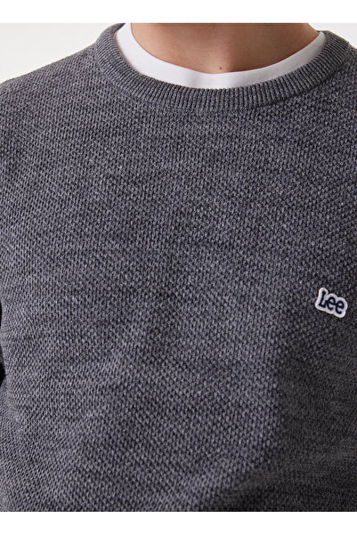 Lee Bisiklet Yaka Regular Fit Düz Gri Erkek Kazak L212149035 Knitwear Crew Neck