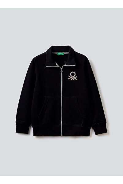 Benetton Erkek Çocuk Siyah Sweatshırt 3J68C501B 100