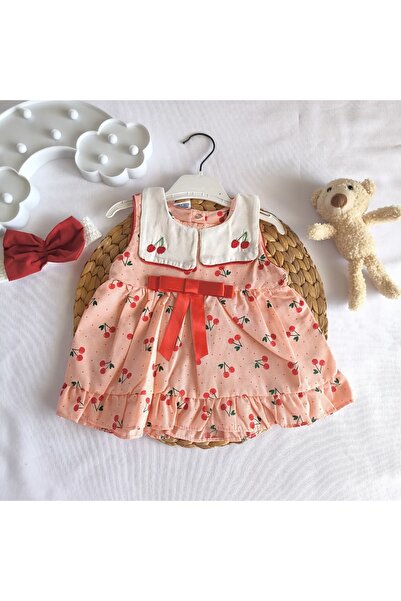 Renata's kız bebek çilek ve kiraz desenli yazlık bandanalı elbise