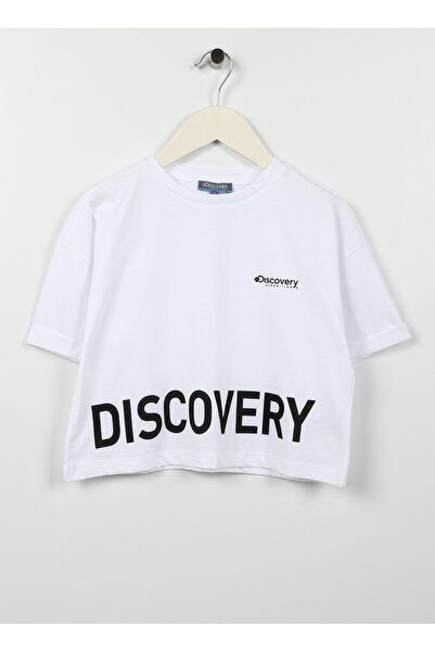 Discovery Expedition Kırık Beyaz Kız Çocuk Bisiklet Yaka Düşük Omuzlu Baskılı...