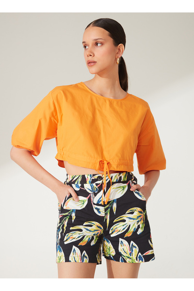 Fabrika Bisiklet Yaka Düz Turuncu Kadın Bluz JOYCE