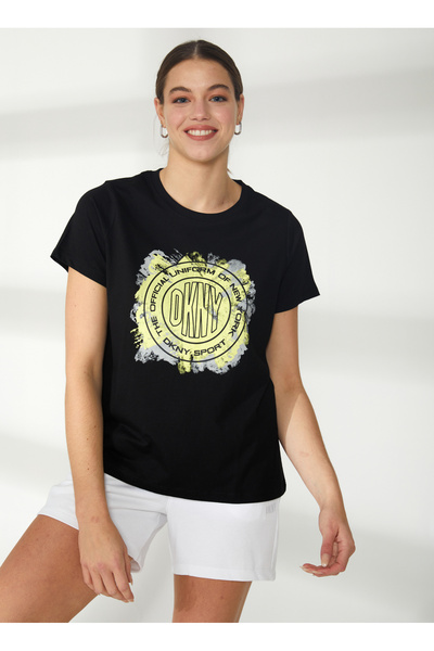 Dkny Jeans Bisiklet Yaka Baskılı Siyah Kadın T-Shirt DP2T9247