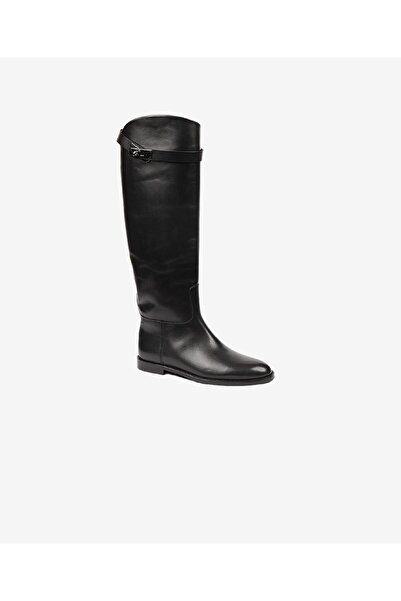 Greyder Γυναικείες μαύρες γνήσιες δερμάτινες μπότες 4K2TC59158
