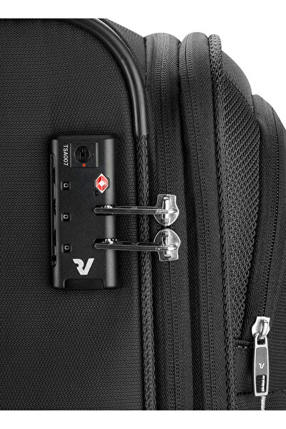 Roncato Siyah Unisex 55x40x20 cm Kabin Boy Çekçekli Kumaş Valiz JOY TROLLEY EXPANDABLE Nero