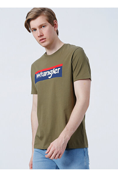 WRANGLER O Yaka Baskılı Yeşil Erkek T-Shirt W7H4D3X45