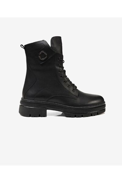 Greyder Kadın Siyah Hakiki Deri Military Bot 3K2DB32700