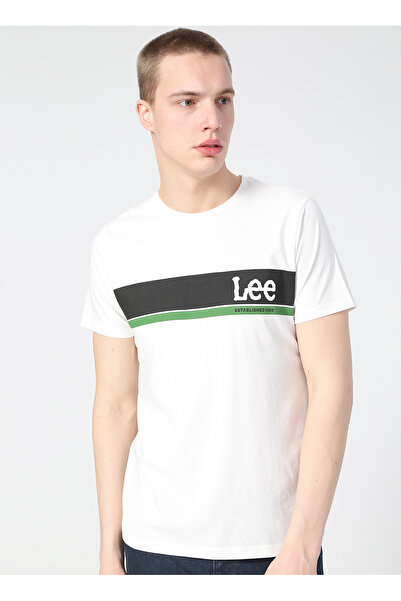 Lee O Yaka Açık Beyaz Erkek T-Shirt L211918102_Logo T-shirt