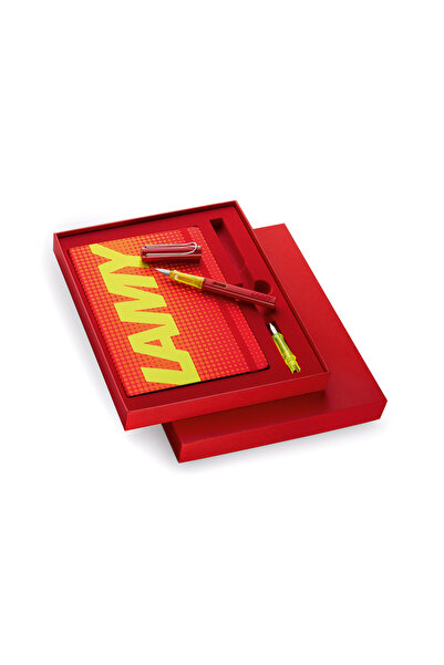 Lamy AL-star Glossy Red Aluminium F Uç Dolma Kalem Ve Defter Special Set
