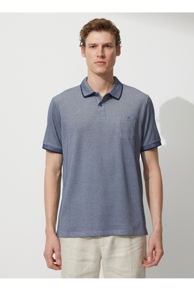 ALTINYILDIZ CLASSICS Lacivert - Beyaz Erkek Polo T-Shirt 4A9000000004