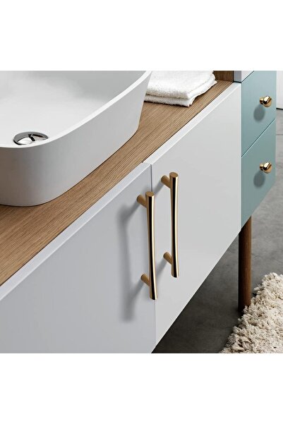 OEM Set 5 furniture handles, glossy gold, 128mm - drawer and cabinet handles