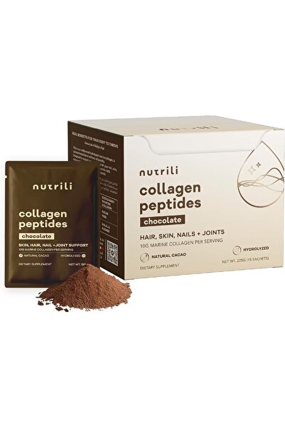 nutrili Marine Collagen Peptides Powder, Promotes Hair, Nail, Skin, , Chocolate