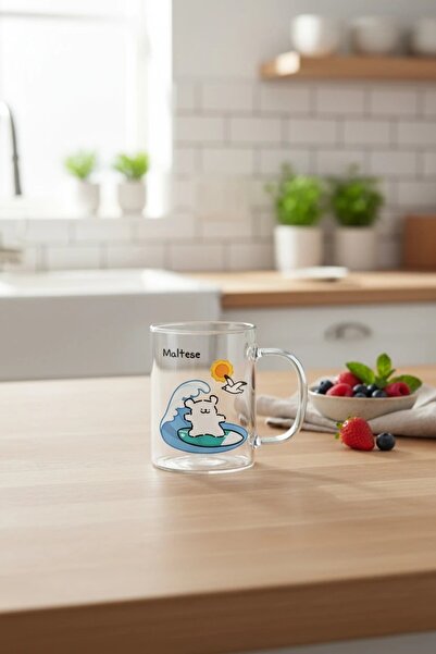 Miniso Maltese Lisanslı Borosilikat Cam Bardak (420ml) - Mavi