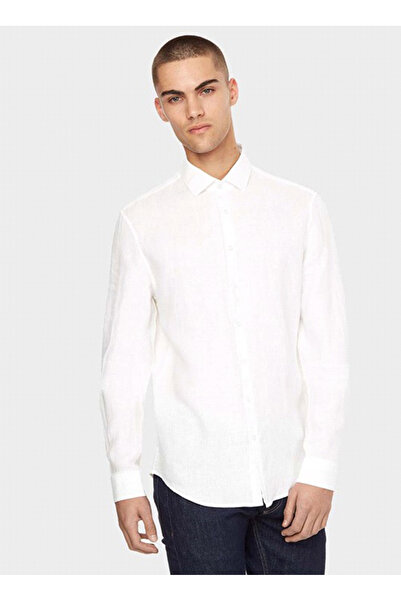 Calvin Klein Erkek Marka Logolu Uzun Kollu Slim Fit Beyaz Gömlek K10k109286-0k4