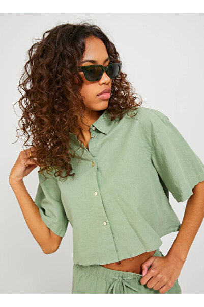JJXX Açık Yeşil Kadın Keten Gömlek 12231335