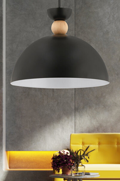 İstanbul Avize Star Tekli Siyah Sarkıt Sıvama Metal Ahşap Başlıklı Lüx Avize