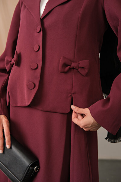 LOCCO Дамски комплект с панделки в цвят сливово