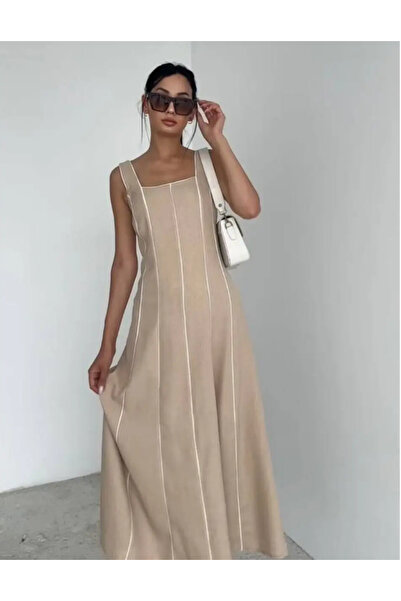 Swass Λινό Φόρεμα - Με Λεπτομέρεια Piping και Φόδρα