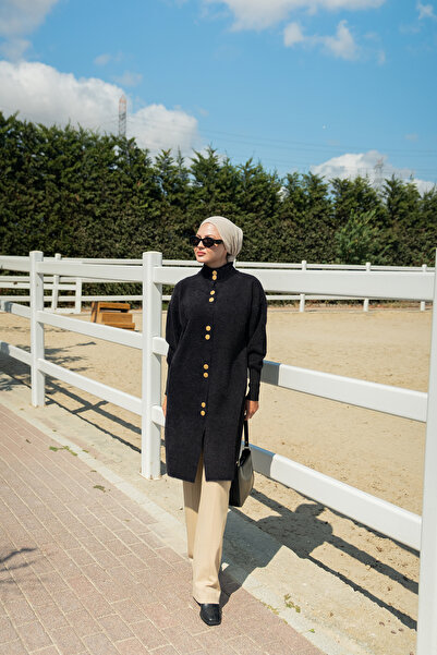 LOCCO Women's Buttoned Knitwear Jacket Black